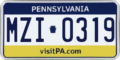 PA license plate MZI0319