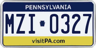 PA license plate MZI0327