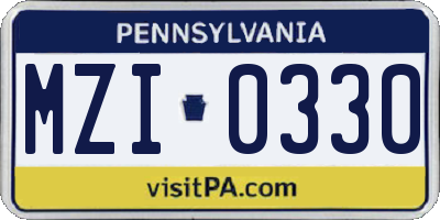 PA license plate MZI0330