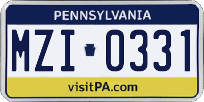 PA license plate MZI0331