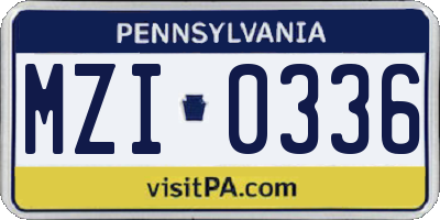 PA license plate MZI0336