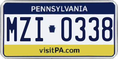 PA license plate MZI0338