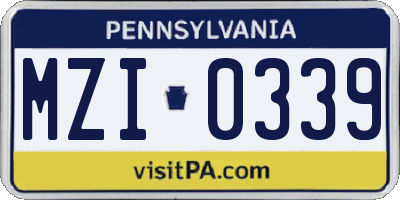 PA license plate MZI0339