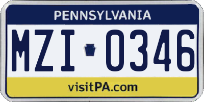 PA license plate MZI0346