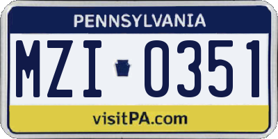 PA license plate MZI0351