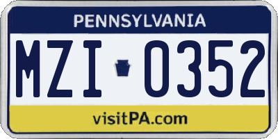 PA license plate MZI0352