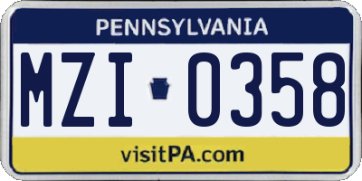 PA license plate MZI0358