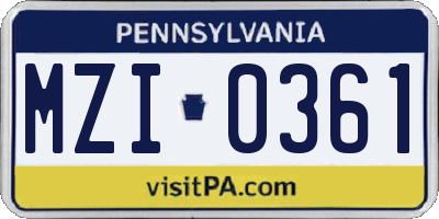 PA license plate MZI0361