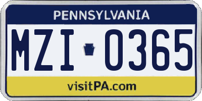 PA license plate MZI0365