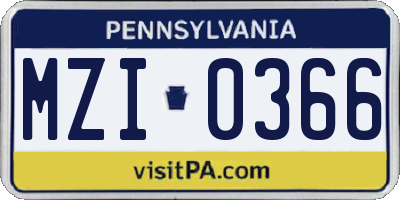 PA license plate MZI0366
