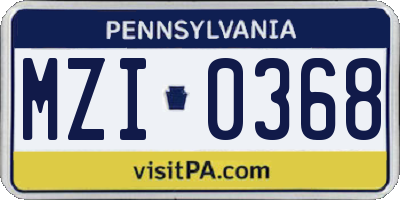 PA license plate MZI0368
