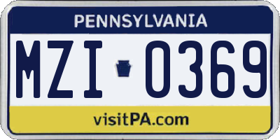 PA license plate MZI0369