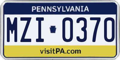 PA license plate MZI0370