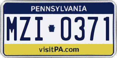 PA license plate MZI0371