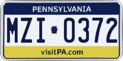 PA license plate MZI0372