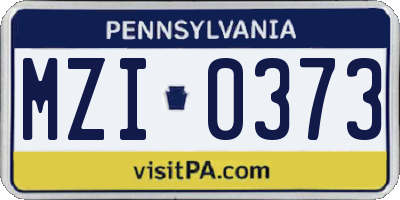 PA license plate MZI0373