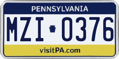 PA license plate MZI0376
