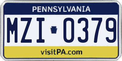 PA license plate MZI0379