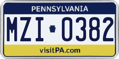 PA license plate MZI0382