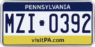 PA license plate MZI0392