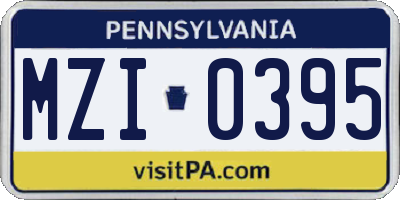 PA license plate MZI0395