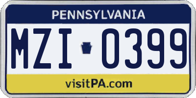 PA license plate MZI0399