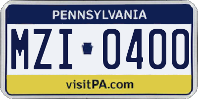 PA license plate MZI0400