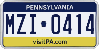 PA license plate MZI0414