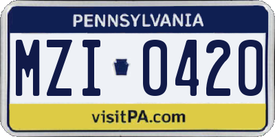 PA license plate MZI0420