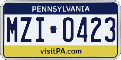 PA license plate MZI0423