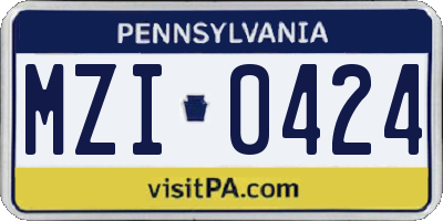 PA license plate MZI0424