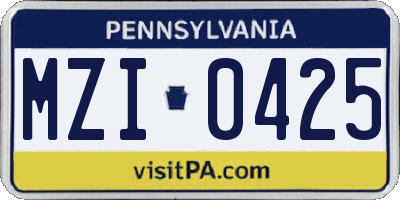 PA license plate MZI0425