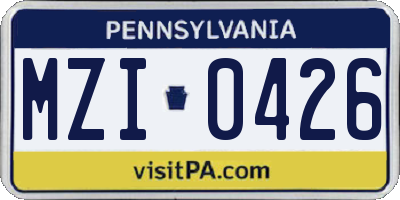 PA license plate MZI0426