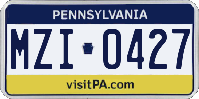 PA license plate MZI0427