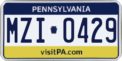 PA license plate MZI0429