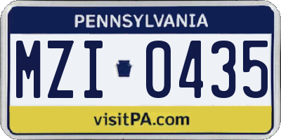 PA license plate MZI0435