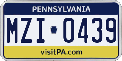 PA license plate MZI0439