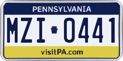 PA license plate MZI0441