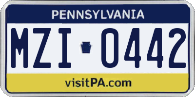 PA license plate MZI0442