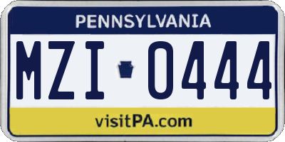 PA license plate MZI0444