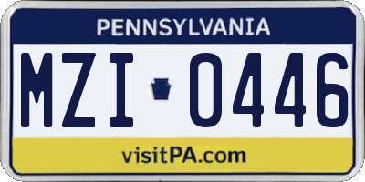PA license plate MZI0446