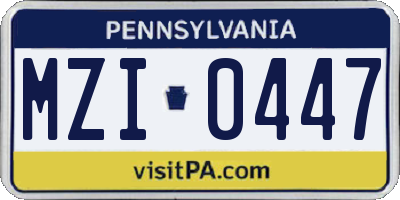PA license plate MZI0447
