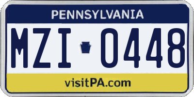 PA license plate MZI0448