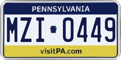 PA license plate MZI0449