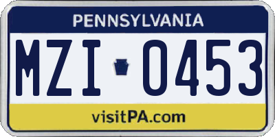 PA license plate MZI0453