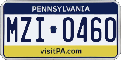 PA license plate MZI0460