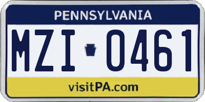 PA license plate MZI0461