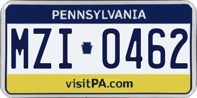 PA license plate MZI0462