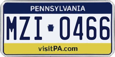 PA license plate MZI0466