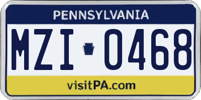 PA license plate MZI0468